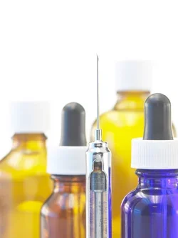 Multi colored Bottles and syringes 