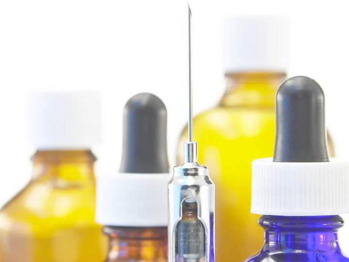 Multi colored Bottles and syringes